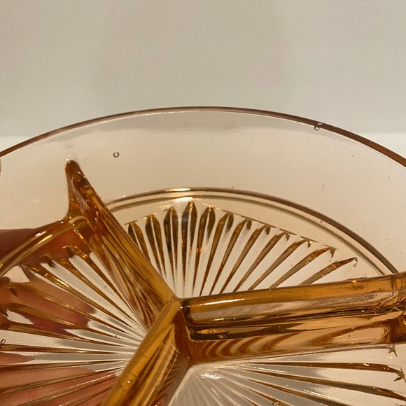 Pink Depression Glass Condiment Dish Three Compartments - Picture 3 of 7